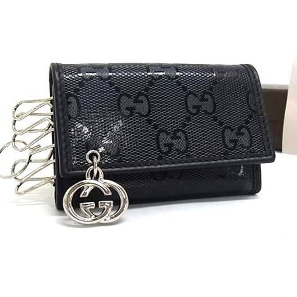 GUCCI GG Imprime 6-Key Case, 212111, Black Leather, Men's & Women's, Interloc...